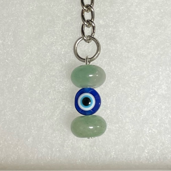 Luck Evil Eye Keychain, Green Aventurine - Picture 4 of 4
